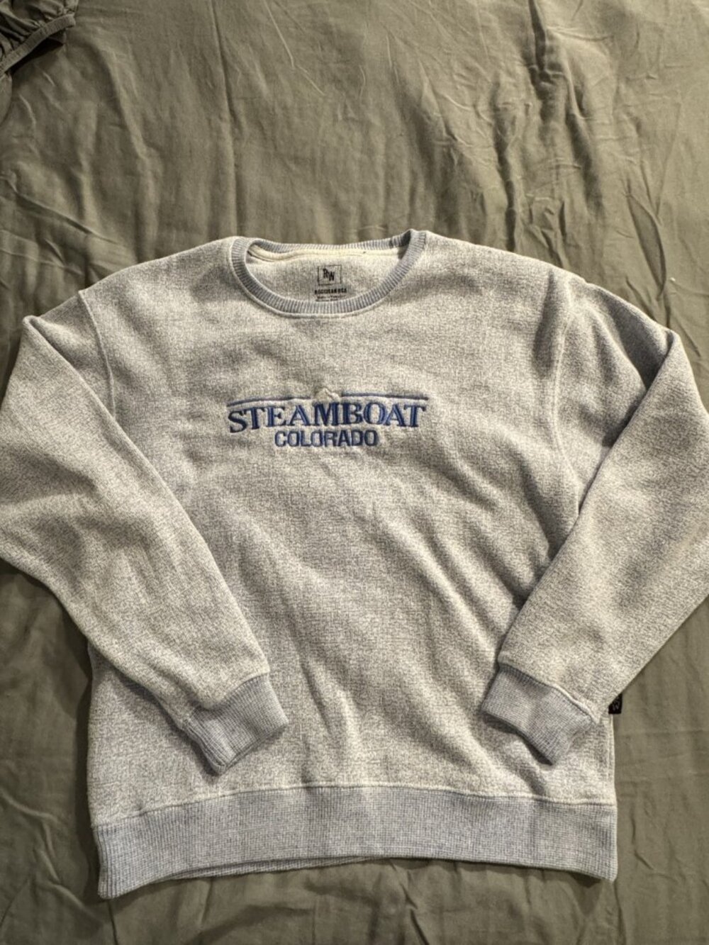 Ragwear USA Steamboat Colorado Embroidered Crewneck Sweatshirt Mens L Gray